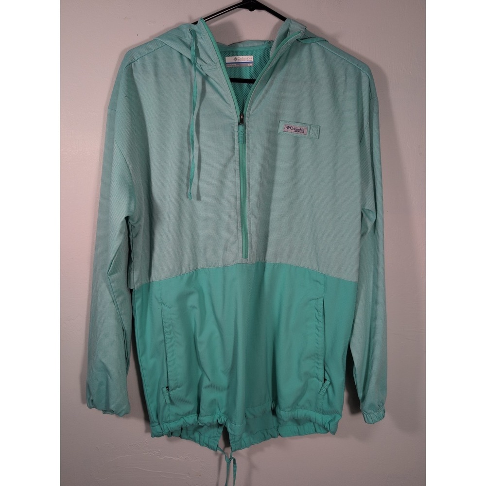 Columbia Jacket Womens Size M Green Lightweight Hoodie Pullover Pockets Outdoor